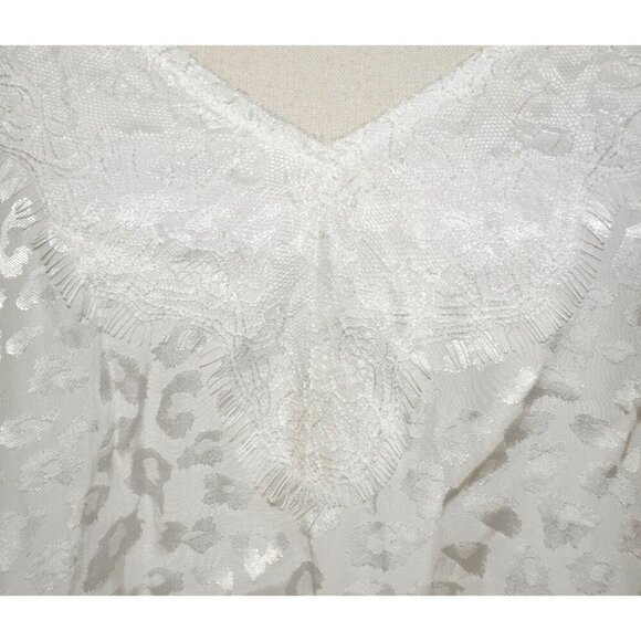 Jodifl White Lace Cheetah Print Tank Top Size M V Neck Slinky Festival Sexy - Picture 4 of 12